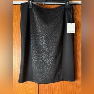 NWT Calvin Klein Animal Print Black Skirt Size 12 Lined Zipper Hook And Eye